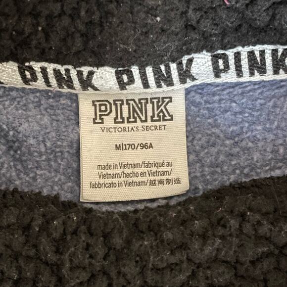 Victoria's Secret PINK Blue Camo Fleece Mock Neck Pullover Sweatshirt Medium - Picture 6 of 8